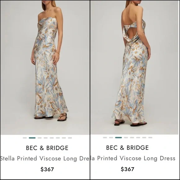 NWT BEC & BRIDGE strapless cutout back silky maxi dress - Picture 2 of 8